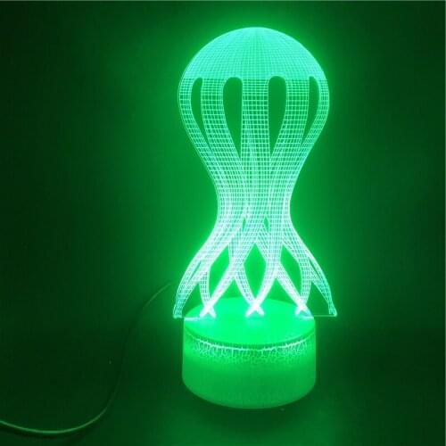 Led Night Lights 3D Creative Octopus Kids Table Lamp Bedroom Atmosphere Illusion Nightlights Bluetooth Base