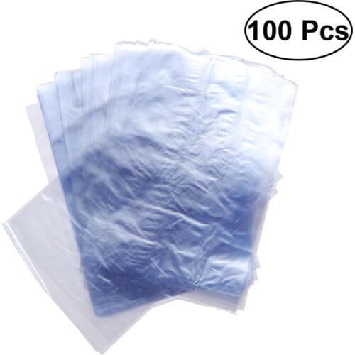 100 PCS PVC Shrink Wrap Bags for Soaps Bottles Bath Bombs Packaging Gift Baskets (10 x 15cm)