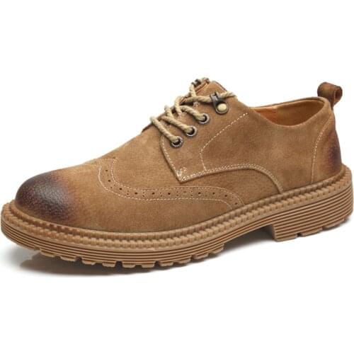 2021 All-Match Tooling Mens Shoes Fashion British Retro Big Head Trend Low-Cut Leather Spring And Autumn Casual Mens Shoes