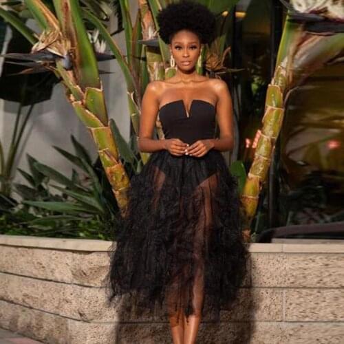 Cheap Tulle Skirt Sheer Women Party Wear Long Skirts mujer faldas Female Sexy Tulle Skirts No Lining