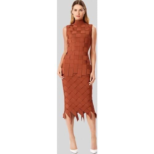 Babatique 2020 New Fashion Women Designer 2 Pieces Bandage Set Ladies Sleeveless Bodycon Party Set