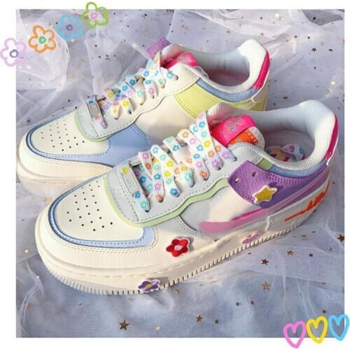 1 pair Colorful Floral Printed Shoelaces Sneaker Shoe Laces Strings Shoelaces Bootlaces Sport Boot lace Athletic Shoe String