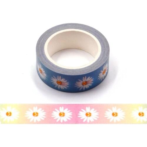 1PC 15MM*10M Rainbow chrysanthemum Flower Designs Wide Washi Tape Scrapbooking Japanese Album DIY Decorative Tape set
