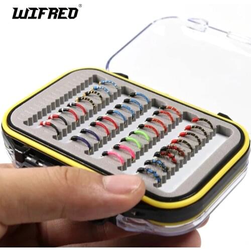 32PCS/Set Assorted Nymph Fishing Fly Combo Trout Bass Blue Gill Panfish Artificial Lures with Free Double Faced Waterproof Tac