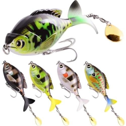 FANGBLUE 16.6g 97mm 5Pcs Whopper Popper Fishing Lure Set Spinner Artificial Bait Rotating Tail Pike Carp Fishing Accessories