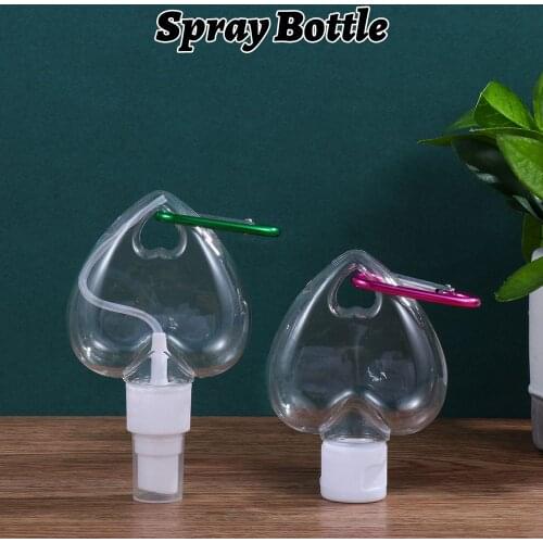 50ml Refillable Transparent Perfume Travel Lotion Jar Leaf Heart Spray Bottle Empty Container Bottle With Metal Hook