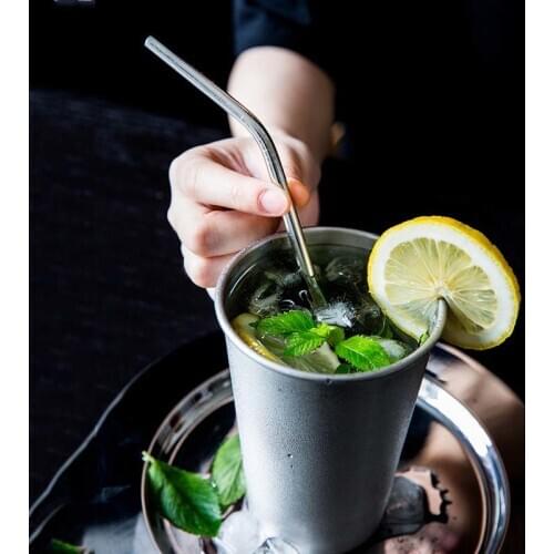 50Pcs High Quality Colorful Straw 304 Stainless Steel Straws Reusable Bent Metal Drinking Straw with Cleaner Brush