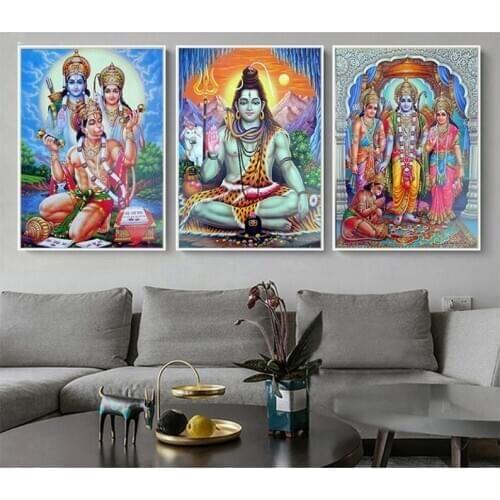 5D 3Pcs Diy Diamond Painting Sets Shiva Parvati Ganesha Figure Mosaic Diamond Embroidery Religious Indian Art Hindu GodZP-4225