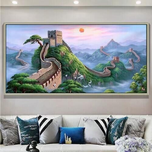 5D DIY Diamond Painting Great Wall of China Diamond Mosaic Cross stitch Square round diamond Drawing room Decor Picture FF1380