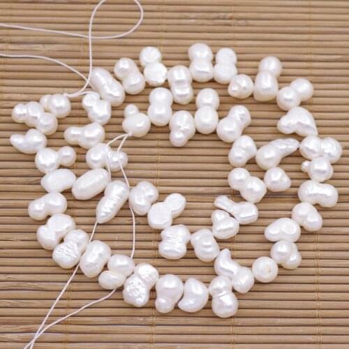 8-14mm Natural White Peanut Pearl Loose Beads 15" Jewelry Making Freeform
