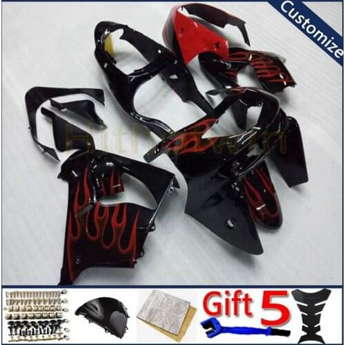 ABS plastic Fairings hull For ZX9R 1998 1999 ZX-9R 98-99 bodywork kit motorcycle panels Custom red flames