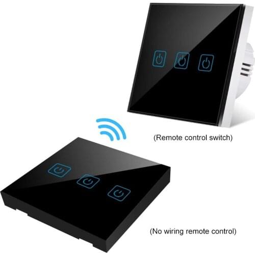EU/UK Wireless Remote Switch Crystal Glass Panel Led Light Wall Lamp 433Mhz RF Touch Controller Switches 100-240V 3Gang