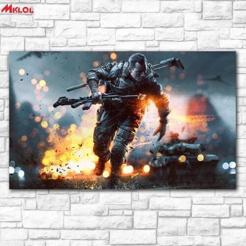 Large wall art Battlefield 4 Soldiers Painting Living Room Home Decoration Oil Painting on Canvas Wall Painting no frames
