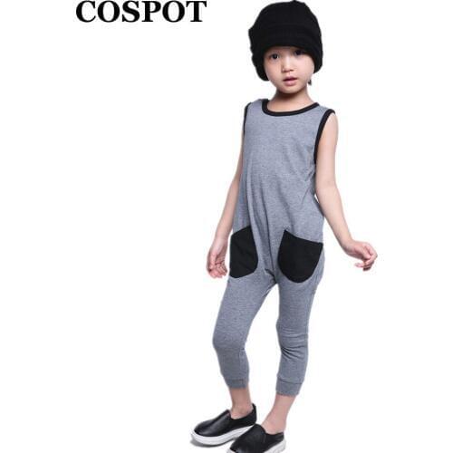 COSPOT Baby Boys Girls Summer Palmer Stree Jumper Boy Sports Suits Girls Cotton Rompers Kids Fashion Sleeveless Jumpsuit 40