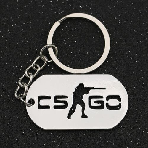CS GO Keychain Counter Strike CSGO Logo Dog Tag Army Keyring Key Chain Ring Fashion Game Stainless Steel Jewelry Men Wholesale