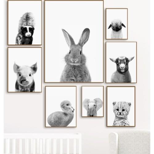 Baby Leopard Elephant Rabbit Flamingo Wall Art Canvas Painting Nordic Posters And Prints Wall Pictures For Kids Room Home Decor