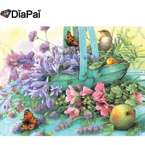 DIAPAI 5D DIY Diamond Painting 100% Full Square/Round Drill "Flower butterfly" Diamond Embroidery Cross Stitch 3D Decor A21787
