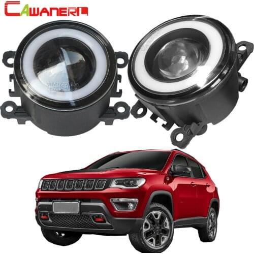 Cawanerl For Jeep Compass MP 2017 2018 Car 30W LED Fog Light 3000LM COB Angel Eye DRL Daytime Running Light 3000LM 12V 2 Pieces