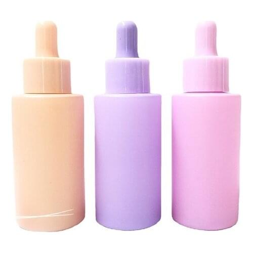 40ml New Frost Glass Cosmetic Packging Refillable Bottle Purple Pink Orange Empty Essential Oil Dropper Vials Container 10pieces