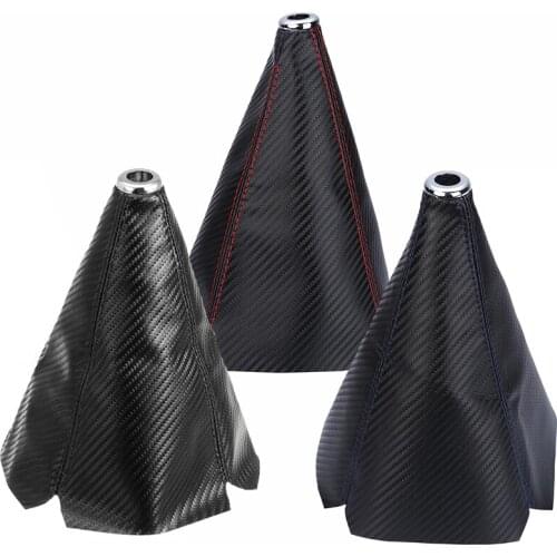 Hot Sale Black/Red/Blue Line Carbon Fiber Leather Manual Gear Shift Knob Gaiter Automatic Car Styling Shifter Boot Cover