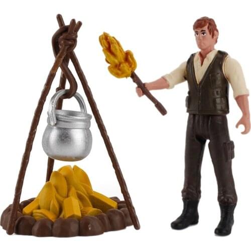 Simulation Forest Boil Water Field Picnic Playset Hunter Scene Action Figures Model Figurine Educational Toys for Kids