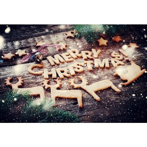 VinylBDS Christmas Photography Backdrops Wood Floor Background Merry Christmas Biscuit For Children Photo Studio Backdrop