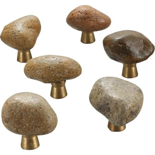 Creative Knobs Stone and Metal Furniture Pull Natural Handle for Door Drawer Cabinet Wardrobe Dresser Bedside Cabinet