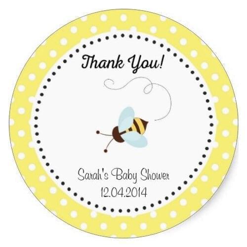 3.8cm Cute Honey Bee Baby Shower Sticker