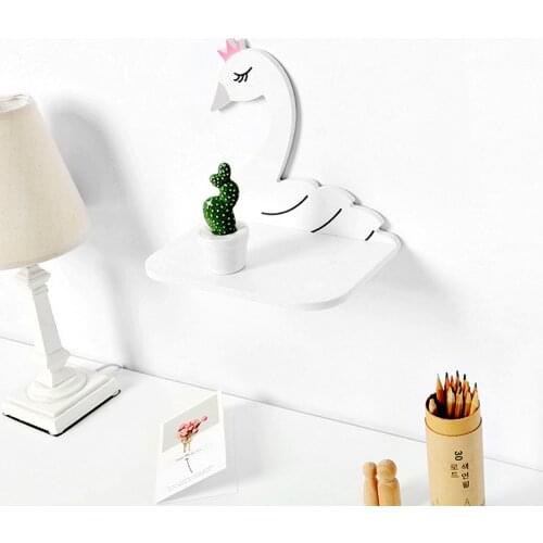 Nordic Creative Shelf Swan Storage Shelf Wall Hanging Cloud Hook Storage Rack Bedroom Book Shelf Home Kids Room DIY Decor Gifts