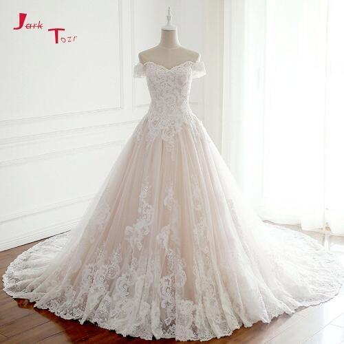 New Listing Princess Wedding Dresses Turkey Ivory Appliques Pink Satin Inside Elegant Bride Gowns Plus Size