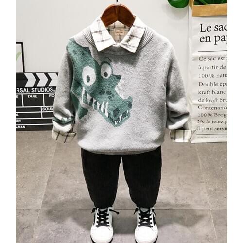 Autumn Winter Childrens Clothes For Baby Boys Clothes Set Cartoon Sweater,Shirts and Pants 3pcs Outfit Kids Costume Baby Suits