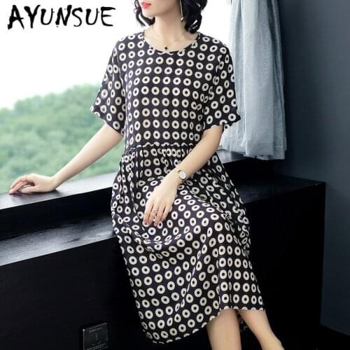 Real Silk Dress Women Summer Dress Korean Fashion Midi Beach Dress Elegant Vintage Party Women Dress Vestido Mujer P8133 YY2551
