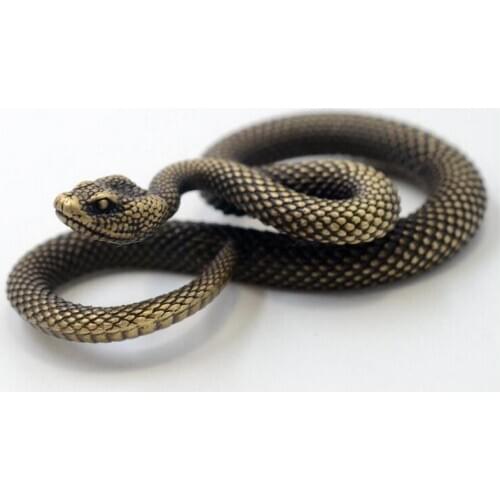 Snake Pendant Pendant Snake Keychain Antique Brass Craft Keychain Pure Brass Outdoor EDC Tool Safety