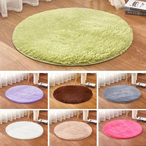 INS Round Area Rugs for Living Room Bedroom Shaggy Carpets Nordic Style Home Carpet Plush Rug Bedside Floor Mats Solid Color