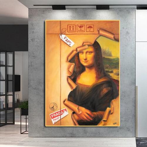 Nordic Funny Art Printing Stereopsis Creativity Mona Lisa Posters Canvas Living Room Bar Or Hotel Room Decorative Painting Mural