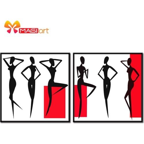 Cross stitch kits Embroidery needlework sets 11CT water soluble canvas patterns 14CT Abstract painting A woman in poses-NCMP017