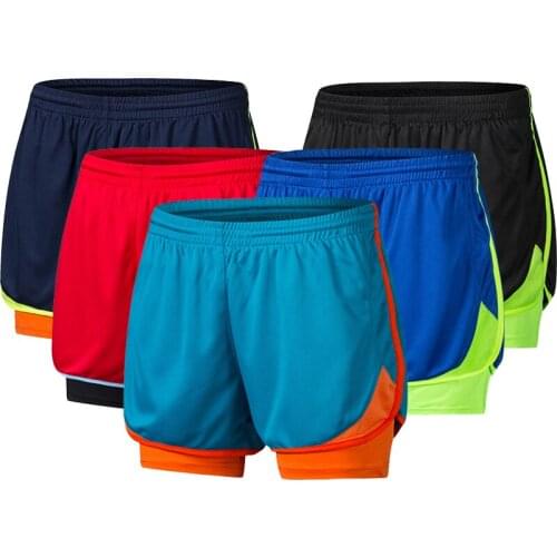 Women Mens Fast Dry Running Shorts 2 in 1 Quick Dry Sports Shorts Basketball Training Exercise Jogging Gym Fitness Shorts