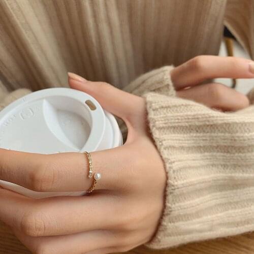 Pearl Zirconium Opening Twist Rings For Women Adjusted New Hot Sale Trend Korean Fashion Couple Send Girlfriend Jewelry BOYULIGE