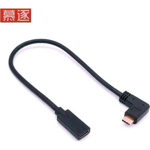 0,3 M-1,8 M Meter Typ-C USB 3,1 Männlichen zu USB-C Weibliche 90 grad Extension Daten Kabel extender Cord Reversible Design