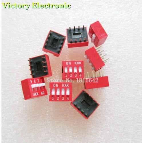 10PCS/Lot DIP Switch 4 Way 2.54mm Toggle Switch Red Snap Switch Wholesale Electronic