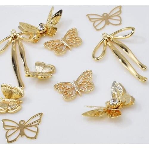 10pcs/lot Cute copper butterfly Charms pendant For DIY handmade earrings earrings Making accessories