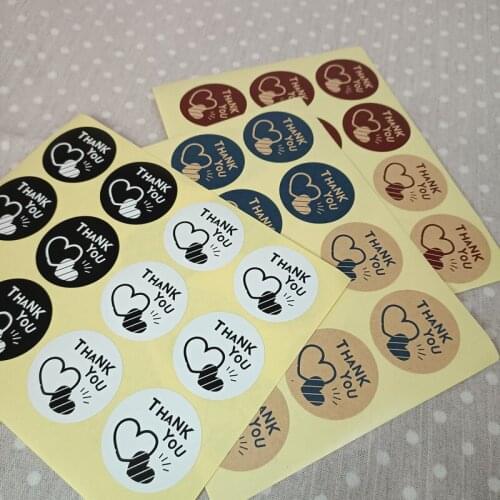 102pcs/lot Thank You Heart Design Kraft Seal Paper Stickers Gift Packaging Seals Labels For Handmade Products Wedding Birthday