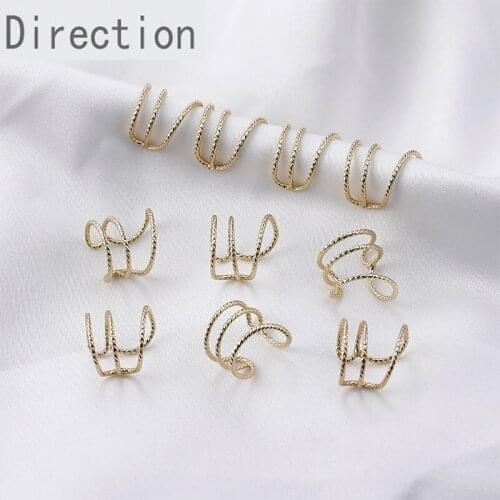 14k gold-plated copper-plated true gold C-type ear clip split flower adjustable version of handmade diy accessories material