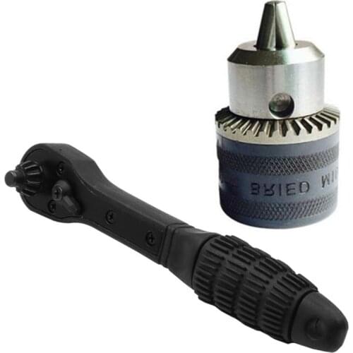 2 in 1 Universal Hand Drill Ratchet Key Wrench Drill Chuck Spanner Handle Combo
