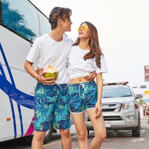 2019 Mens Loose Quick-Drying Swim Trunks Beachwear Sports Running Swim Board Shorts Couple Swimwear Bathing Suits with Pocket