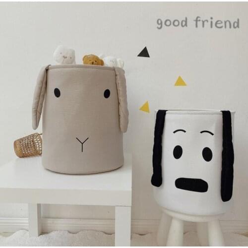 3 Layers Washable Canvas Storage Bucket Cartoon Childrens Toys Baby Clothes Storage Box Dirty Clothes Basket Storage Bag