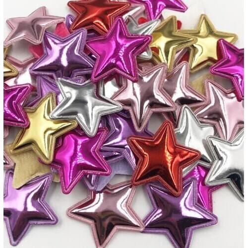 30 pcs PU Fabric Patches Padded Star Shape Felt Garment Appliques Padded Felt Appliques Hair Hat Decorative Ornament A354