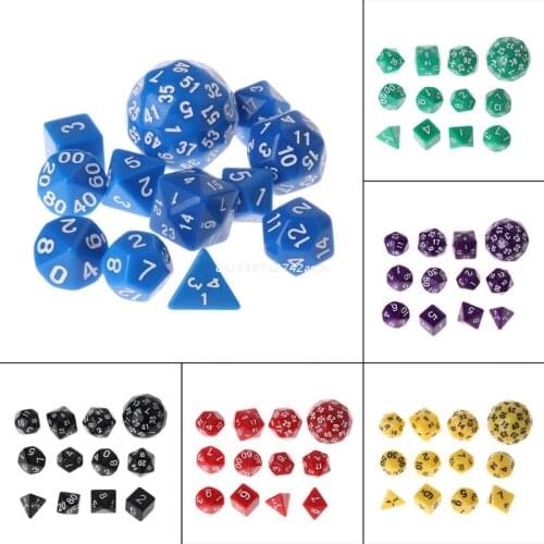 12pcs/Set Multi-sided Polyhedral Dice D4 D6 D8 D10 D12 D20 D24 D30 D60 Dungeons Dropship