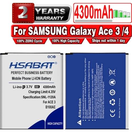 HSABAT B100AE 4300mAh Battery for SAMSUNG Galaxy Ace 3 Ace 4 S7898 S7278 S7272 S7568i S7278 i679 S7270 S7262 i699i G313H G318h