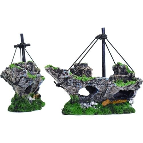 Quarium Fish Tank Landscaping Shipwreck Pirate Ship Decoration Resin Boat Accessories Furniture Pet fish Tank Decorations